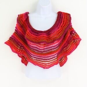 Jaclyn Smith Infinity Scarf Womens OS Red Colorful Striped Acrylic Open Knit